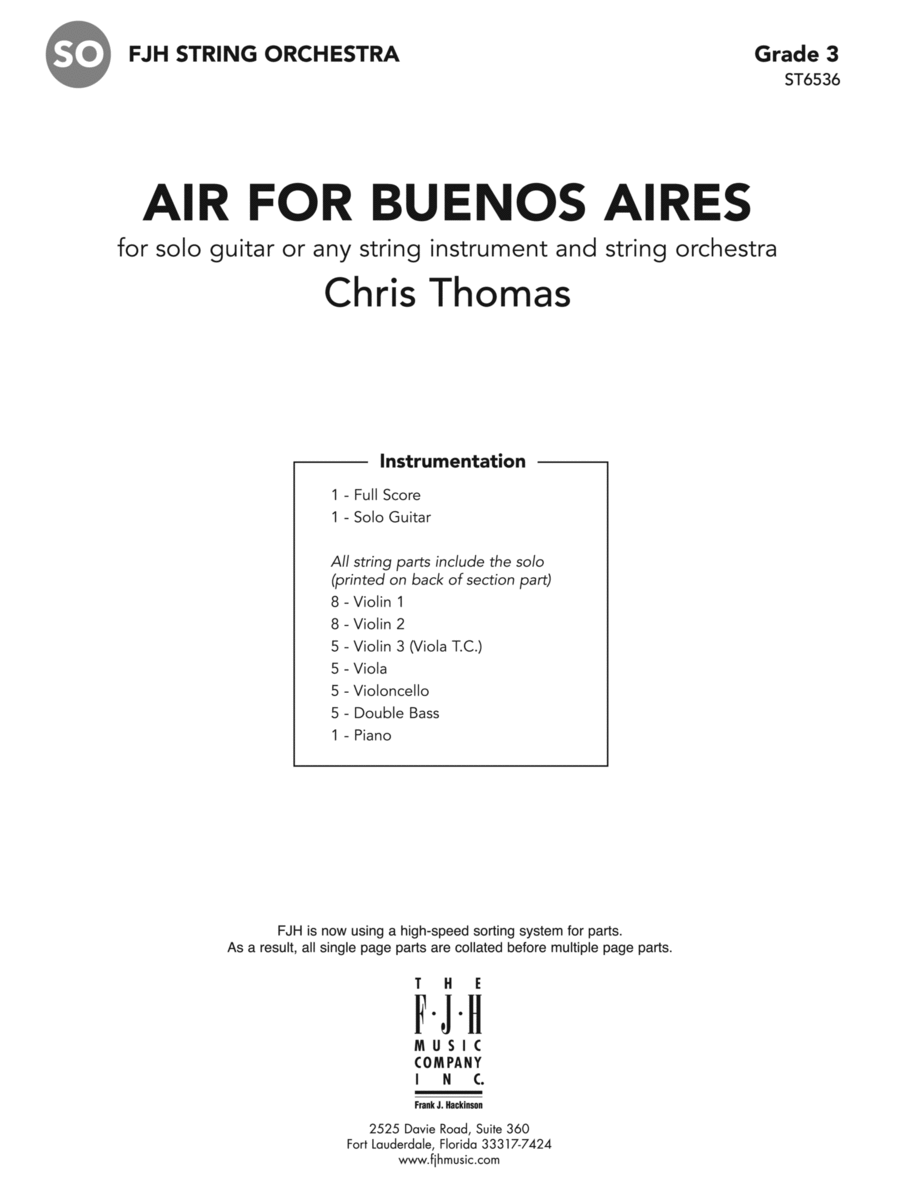 Air for Buenos Aires: Score String Orchestra scores gallery preview page 1