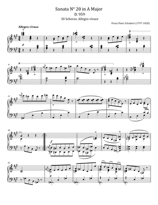 Book cover for Schubert - Piano Sonata No.20 in A major, D.959 - III.Scherzo. Allegro vivace - Original