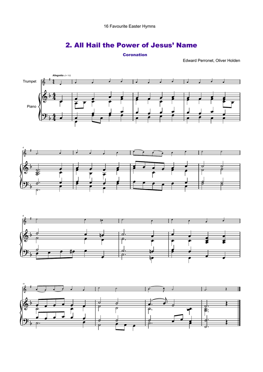 16 Favourite Easter Hymns for Solo Trumpet and Piano Trumpet Solo scores gallery preview page 3