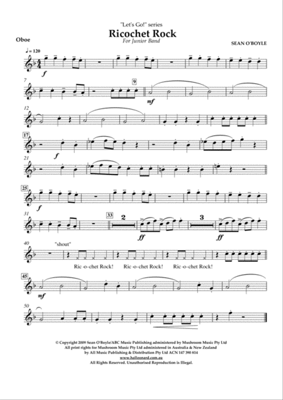 Ricochet Rock - Oboe Concert Band scores gallery preview page 1