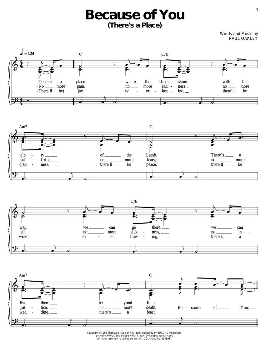 Because Of You (There's A Place) Acoustic Guitar scores gallery preview page 1