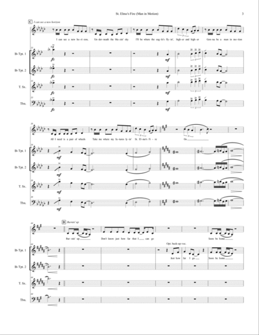 St. Elmo's Fire (man In Motion) Small Ensemble scores gallery preview page 3