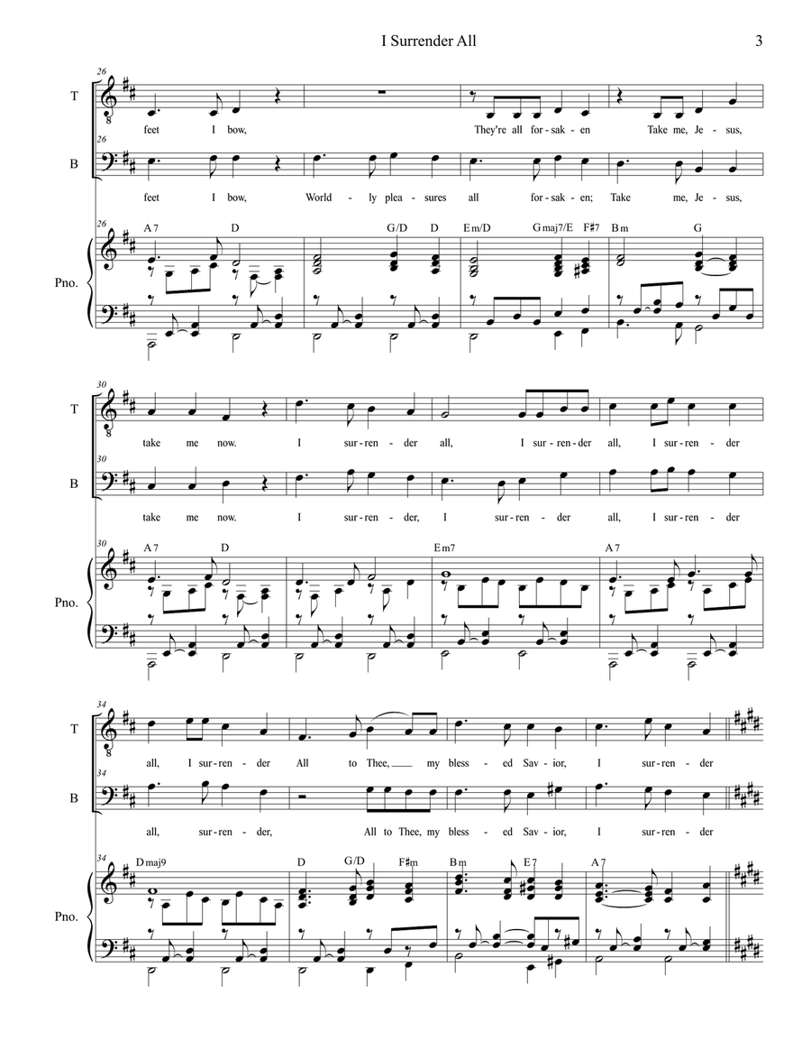 I Surrender All (2-part choir - (TB) TB scores gallery preview page 3