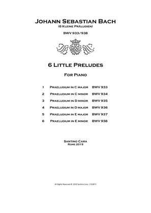 Book cover for Bach - 6 Little Preludes (Kleine Präludien) BWV 933-938 for Piano