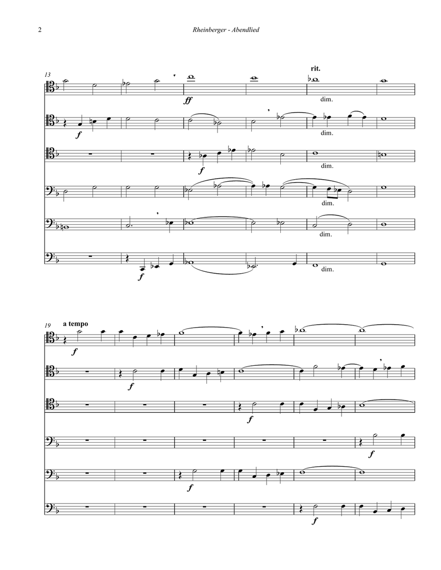 Abendlied, Op. 69, No. 3 Brass Ensemble scores gallery preview page 2