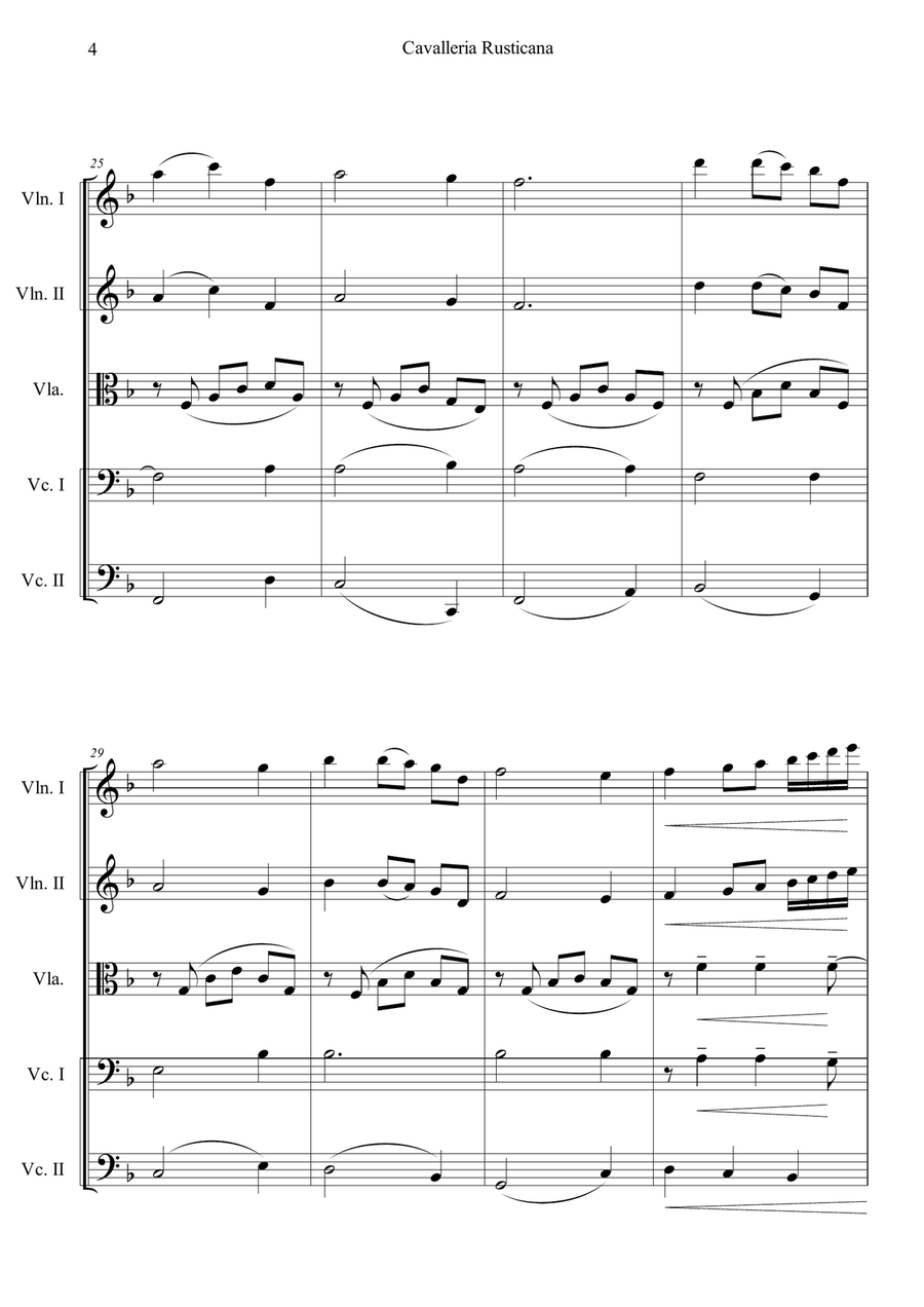 Cavalleria Rusticana by Pietro Mascagni String Quintet - Digital Sheet Music page 4