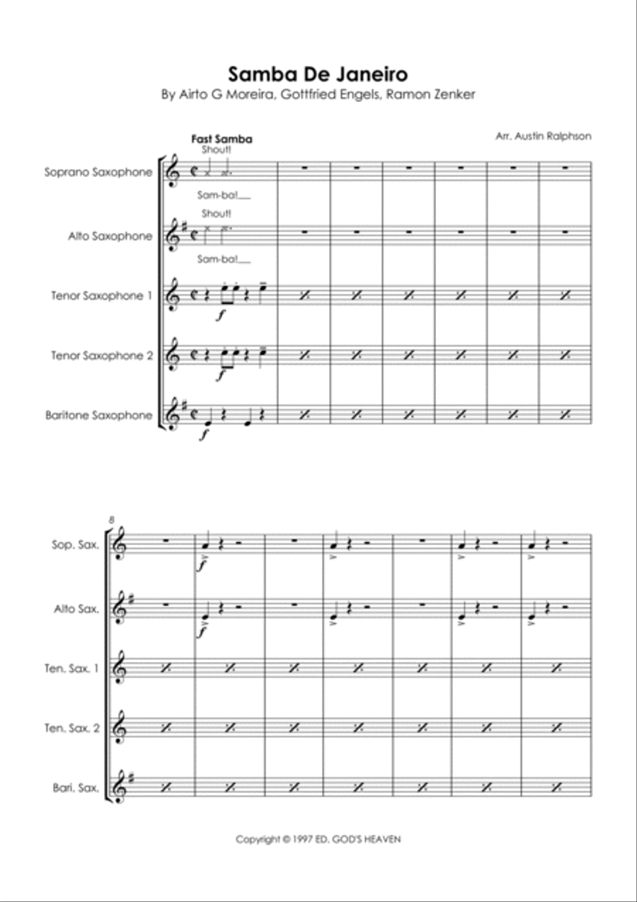 Samba De Janeiro Saxophone Quintet scores gallery preview page 3