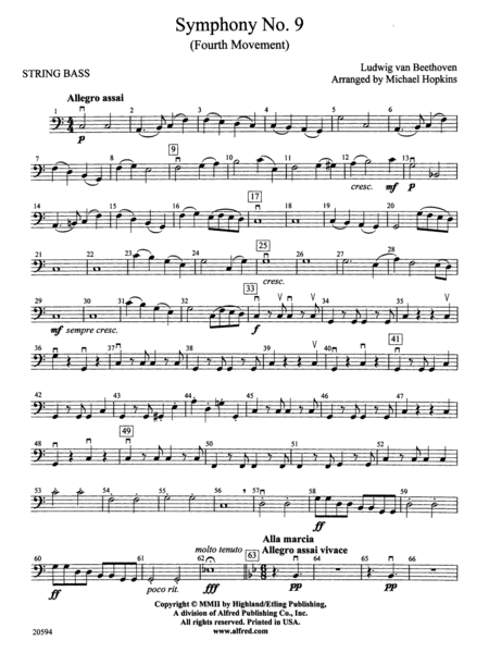 Symphony No. 9 (Fourth Movement): String Bass