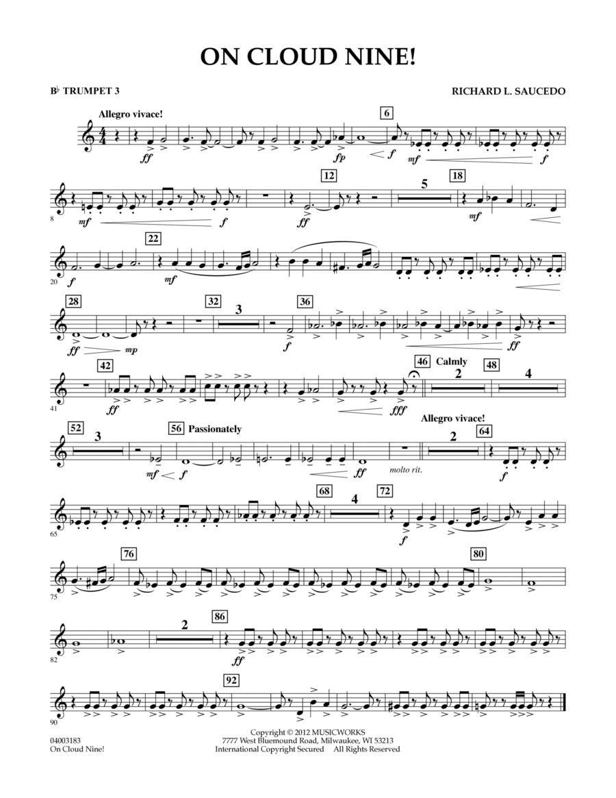 On Cloud Nine! - Bb Trumpet 3 Concert Band scores gallery preview page 1