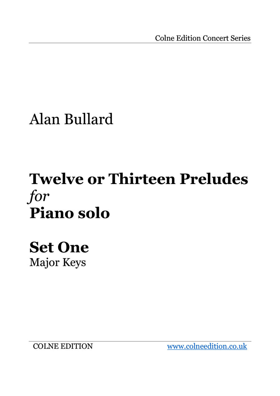 Twelve or Thirteen Preludes for Piano Solo, Set One (major keys) Piano Solo scores gallery preview page 1
