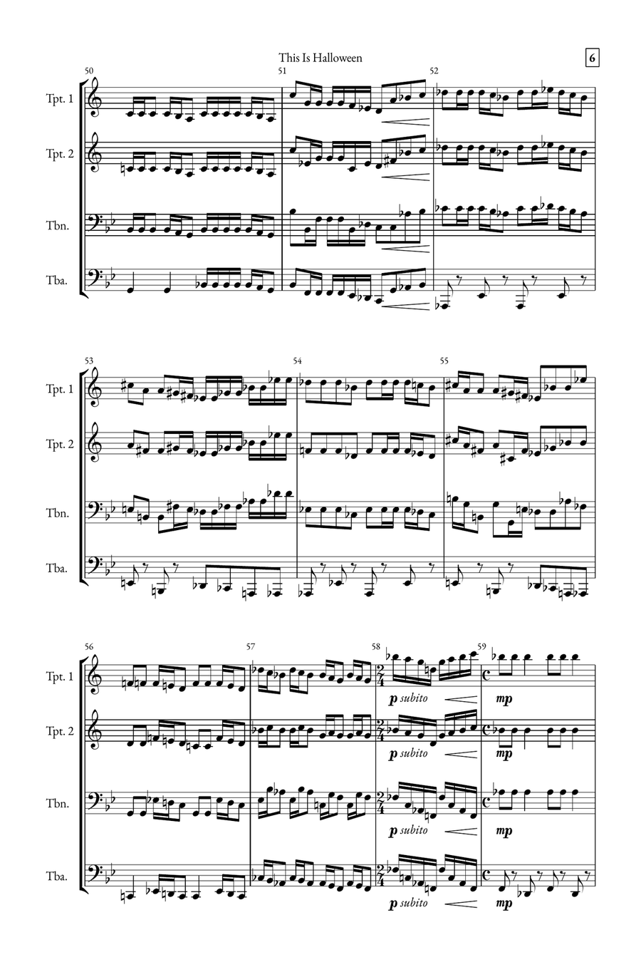 This Is Halloween Brass Quartet scores gallery preview page 6