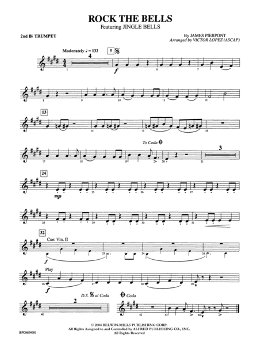 Rock the Bells: 2nd B-flat Trumpet Full Orchestra scores gallery preview page 1