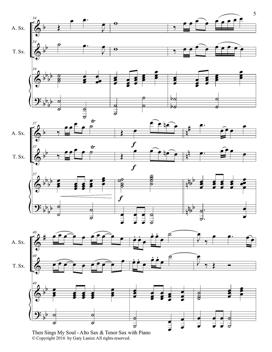 Trios for 3 GREAT HYMNS (Alto Sax & Tenor Sax with Piano and Parts) Woodwind Duet scores gallery preview page 6