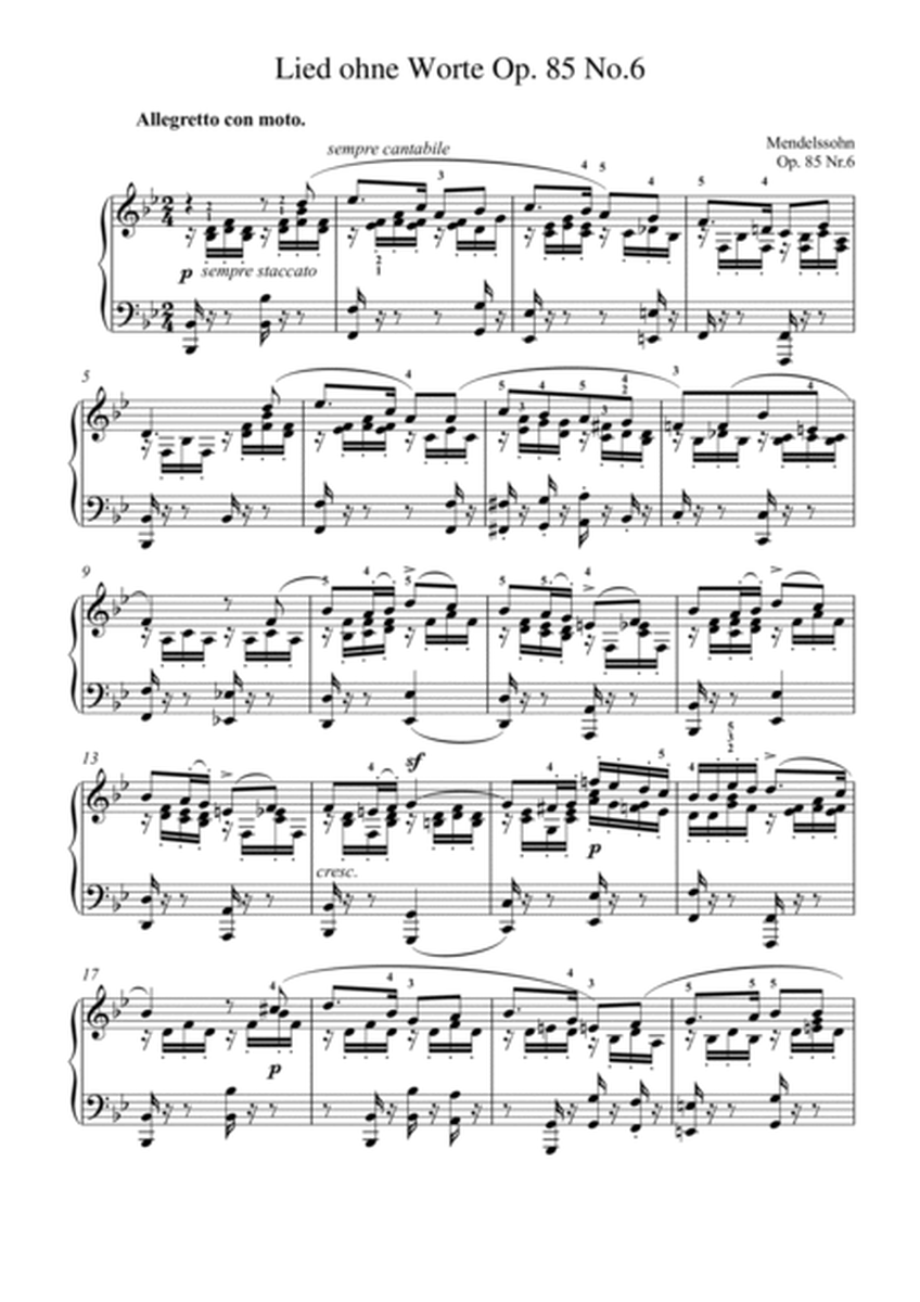 Mendelssohn-Lied ohne Worte Op. 85 No.6(Piano) image number null