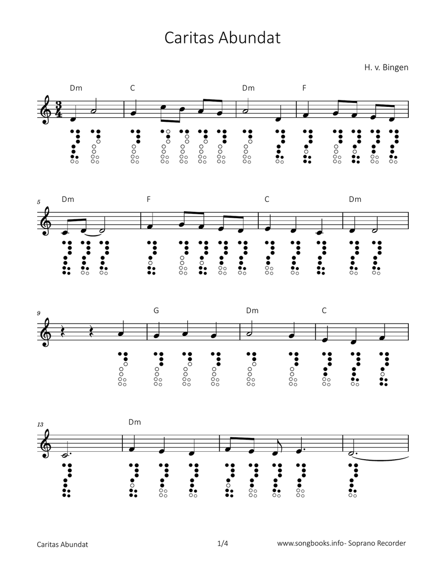 Caritas Abundat Soprano Recorder scores gallery preview page 1
