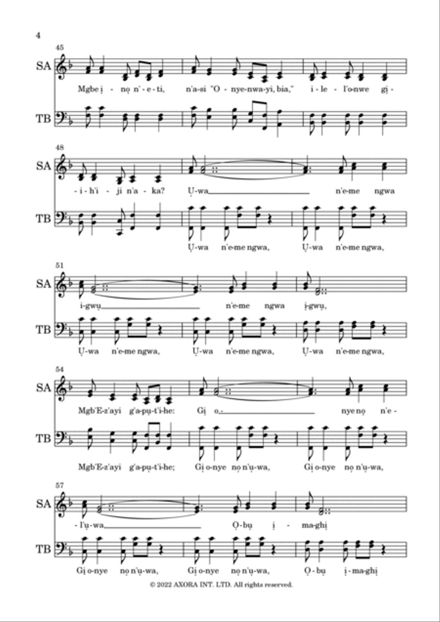Gini K'iji N'aka? (IGBO) 4-Part scores gallery preview page 4