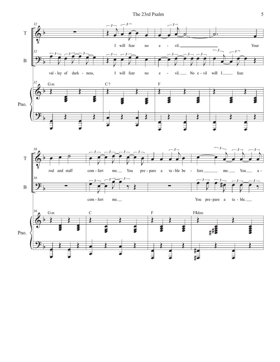 The 23rd Psalm (Duet for Tenor and Bass solo) Tenor Voice scores gallery preview page 5