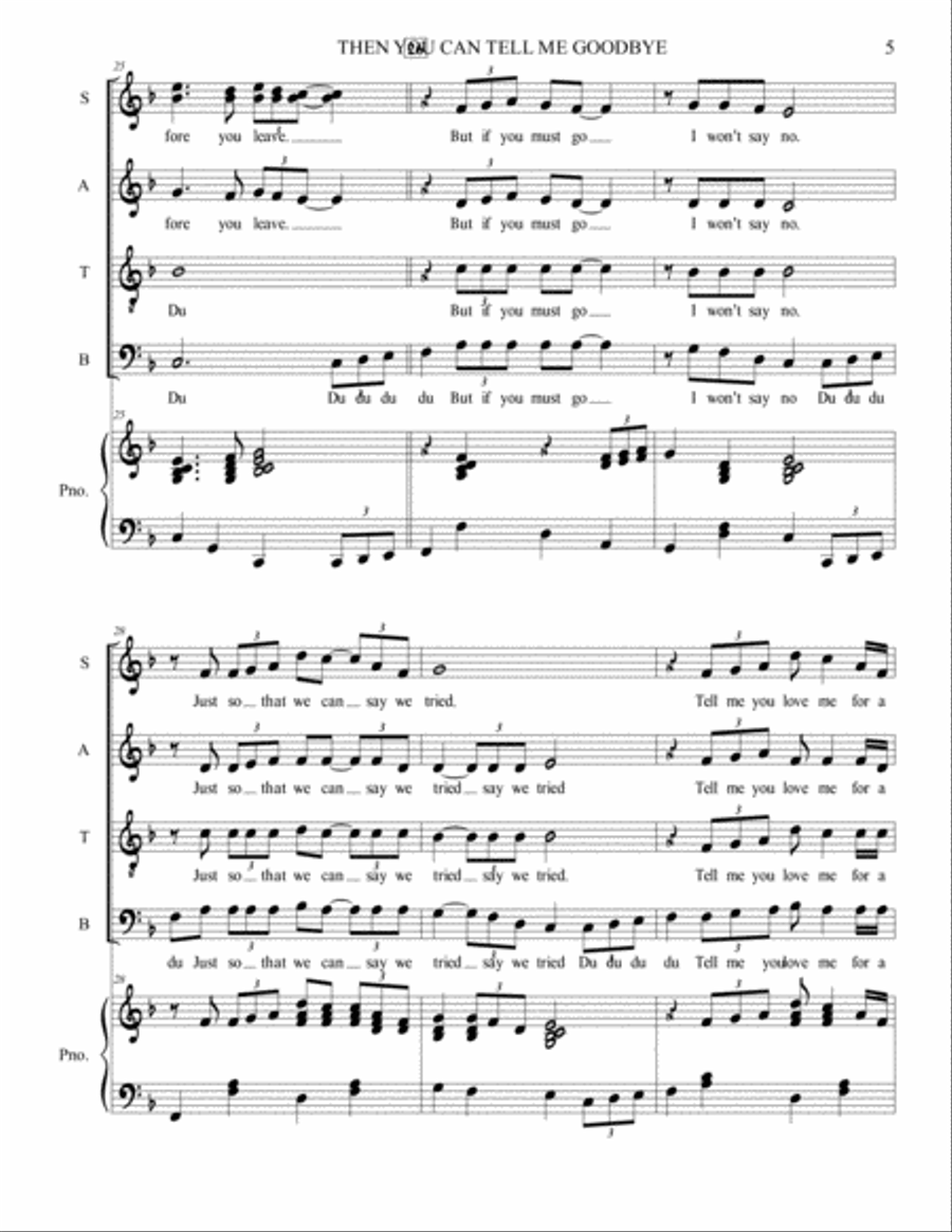 Then You Can Tell Me Goodbye 4-Part scores gallery preview page 5