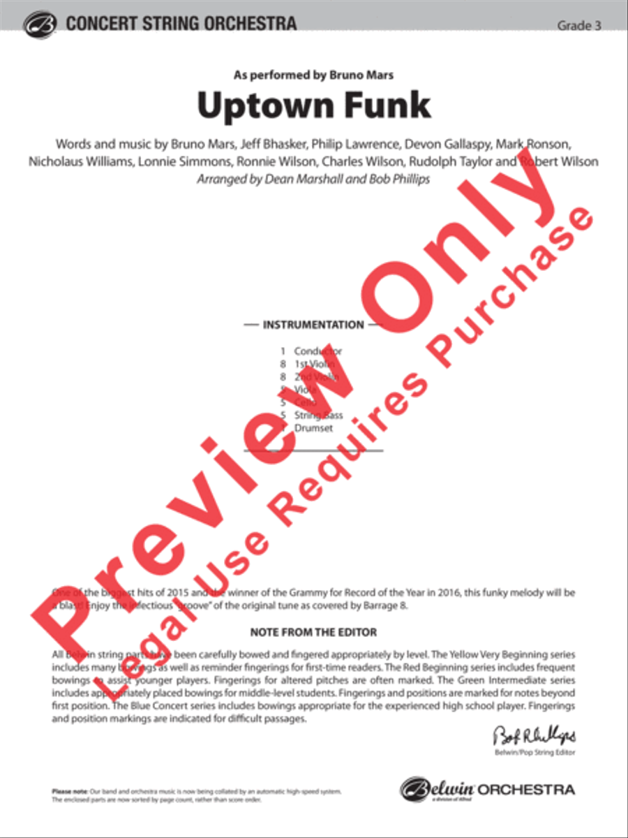 Uptown Funk String Orchestra scores gallery preview page 2
