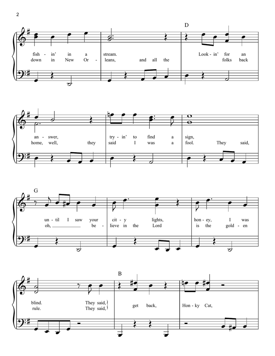 Honky Cat (from Rocketman) Easy Piano scores gallery preview page 2