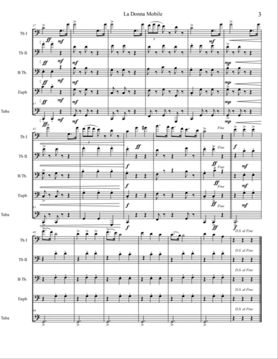 Low Brass-Three Famous Opera Arias-Score Brass Ensemble scores gallery preview page 3