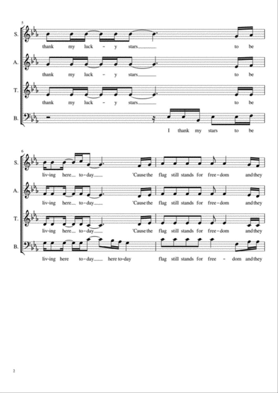 God Bless The U.S.A. 4-Part scores gallery preview page 2