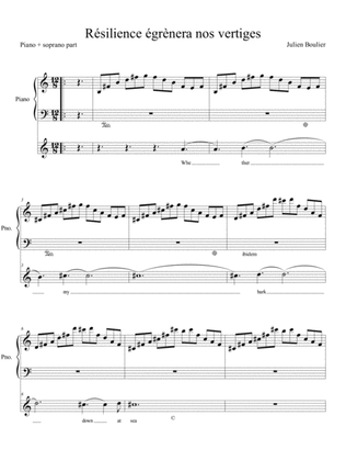 Résilience égrènera nos vertiges (soprano solo and piano part extracted from version piano, solo