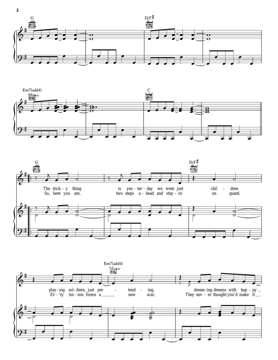 Eyes Open (from The Hunger Games) Piano, Vocal, Guitar scores gallery preview page 2