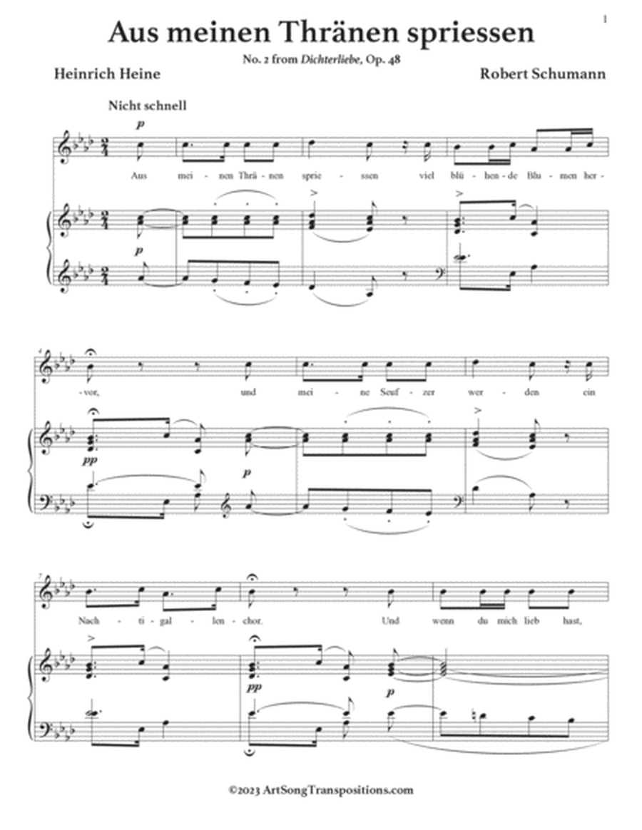 SCHUMANN: Aus meinen Thränen spriessen, Op. 48 no. 2 (transposed to A-flat major and G major)