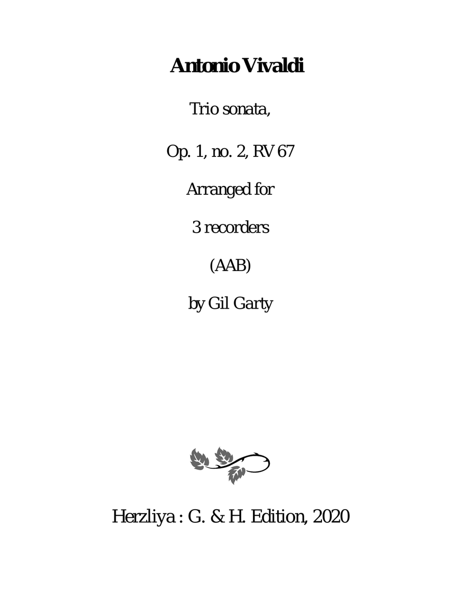 Trio sonata Op.1, no.2 RV 67 (Arrangement for 3 recorders (AAB))