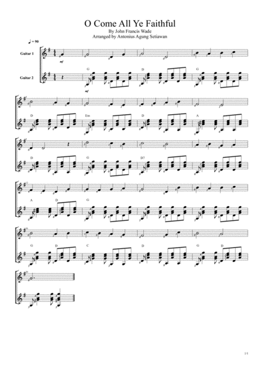 O Come All Ye Faithful (Duet Guitar Score) image number null