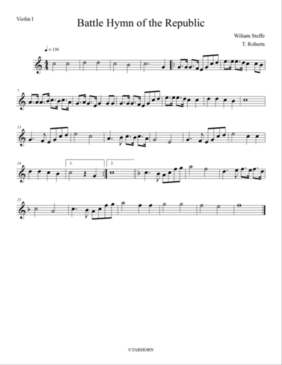 Battle Hymn of the Republic String Quartet scores gallery preview page 4