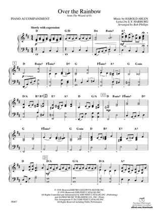Over the Rainbow (from The Wizard of Oz): Piano Accompaniment