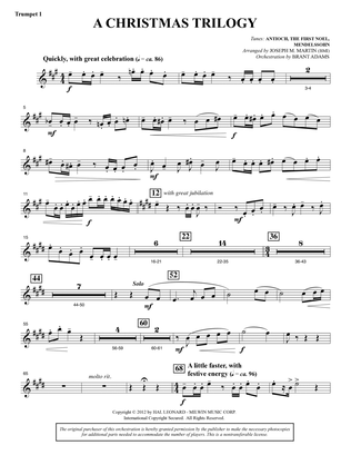 A Christmas Trilogy (from Carols For Choir And Congregation) - Bb Trumpet 1