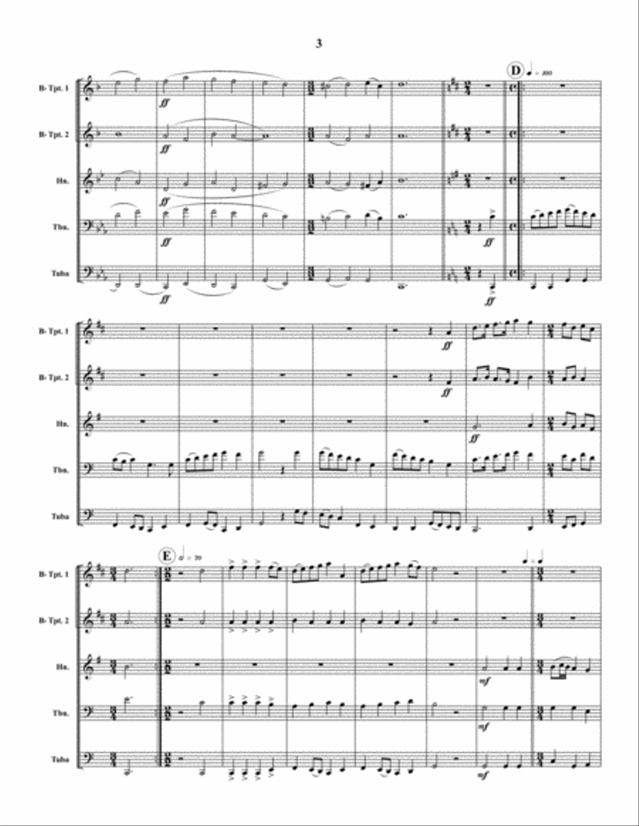 The Lord Descended From Above Brass Quintet scores gallery preview page 4