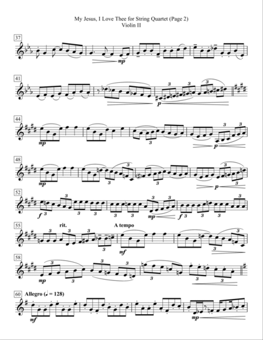 My Jesus, I Love Thee for String Quartet String Quartet scores gallery preview page 5