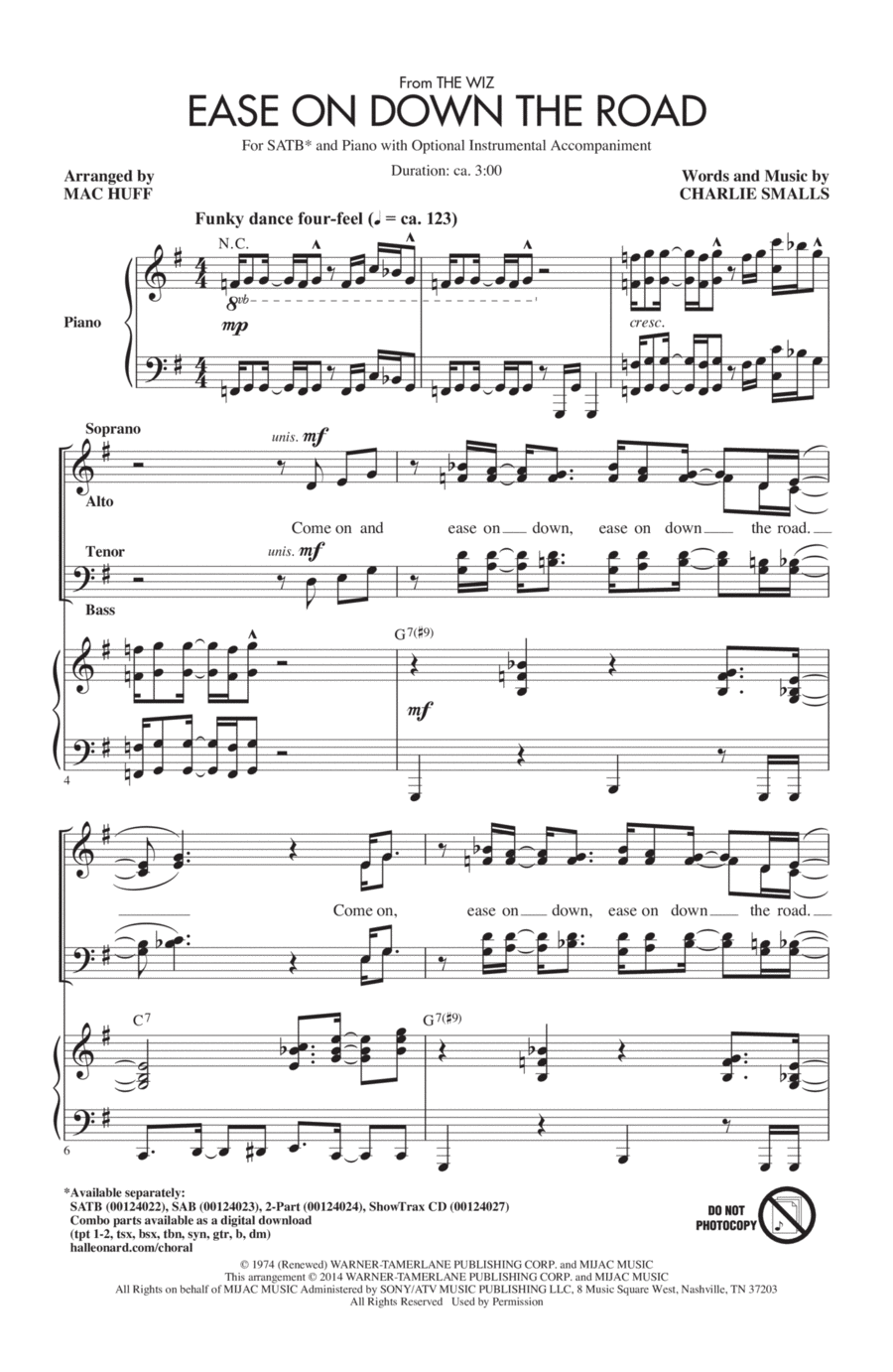Ease On Down The Road 4-Part scores gallery preview page 1