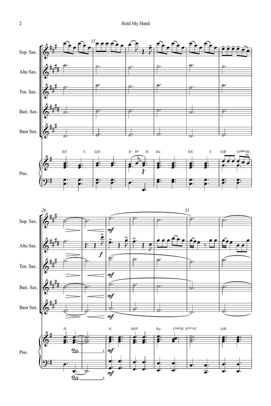 Hold My Hand Small Ensemble scores gallery preview page 2