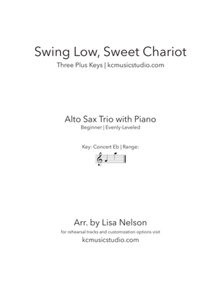 Swing Low, Sweet Chariot - Alto Sax Trio with Piano Accompaniment