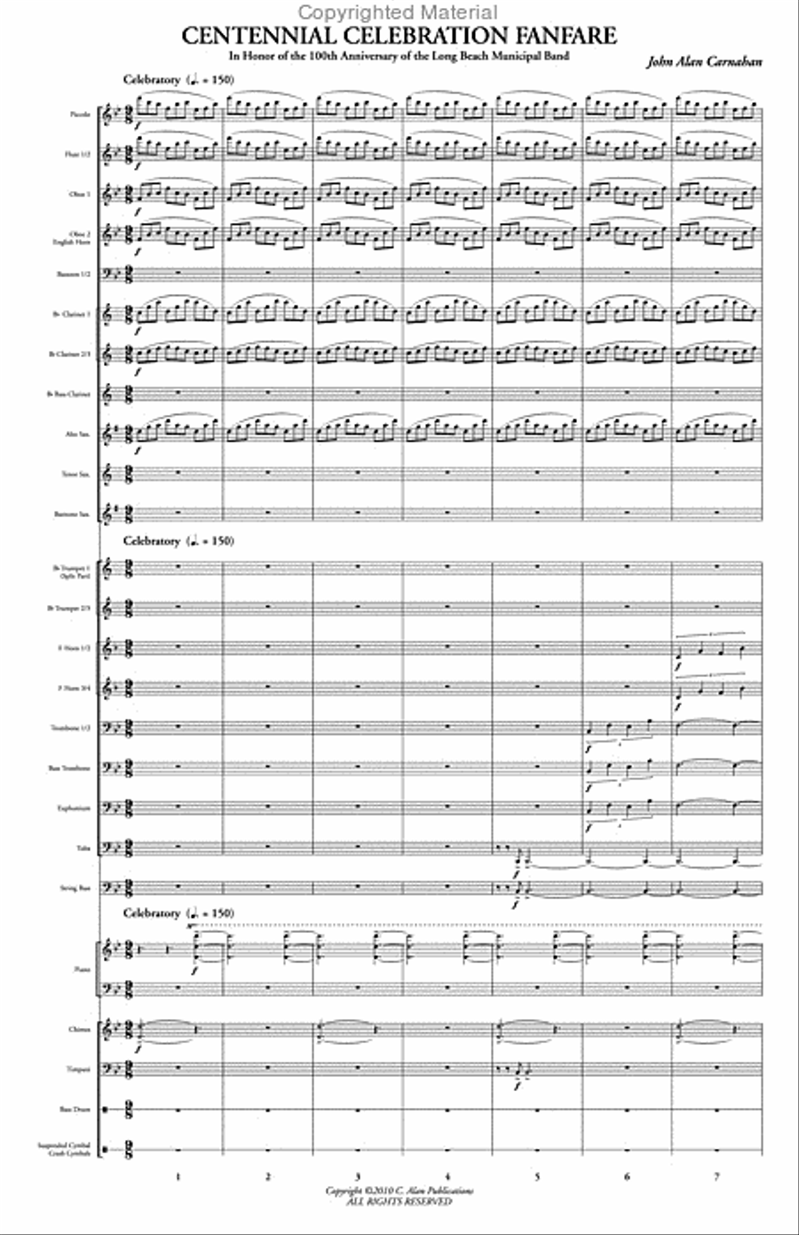 Centennial Celebration Fanfare Concert Band scores gallery preview page 2