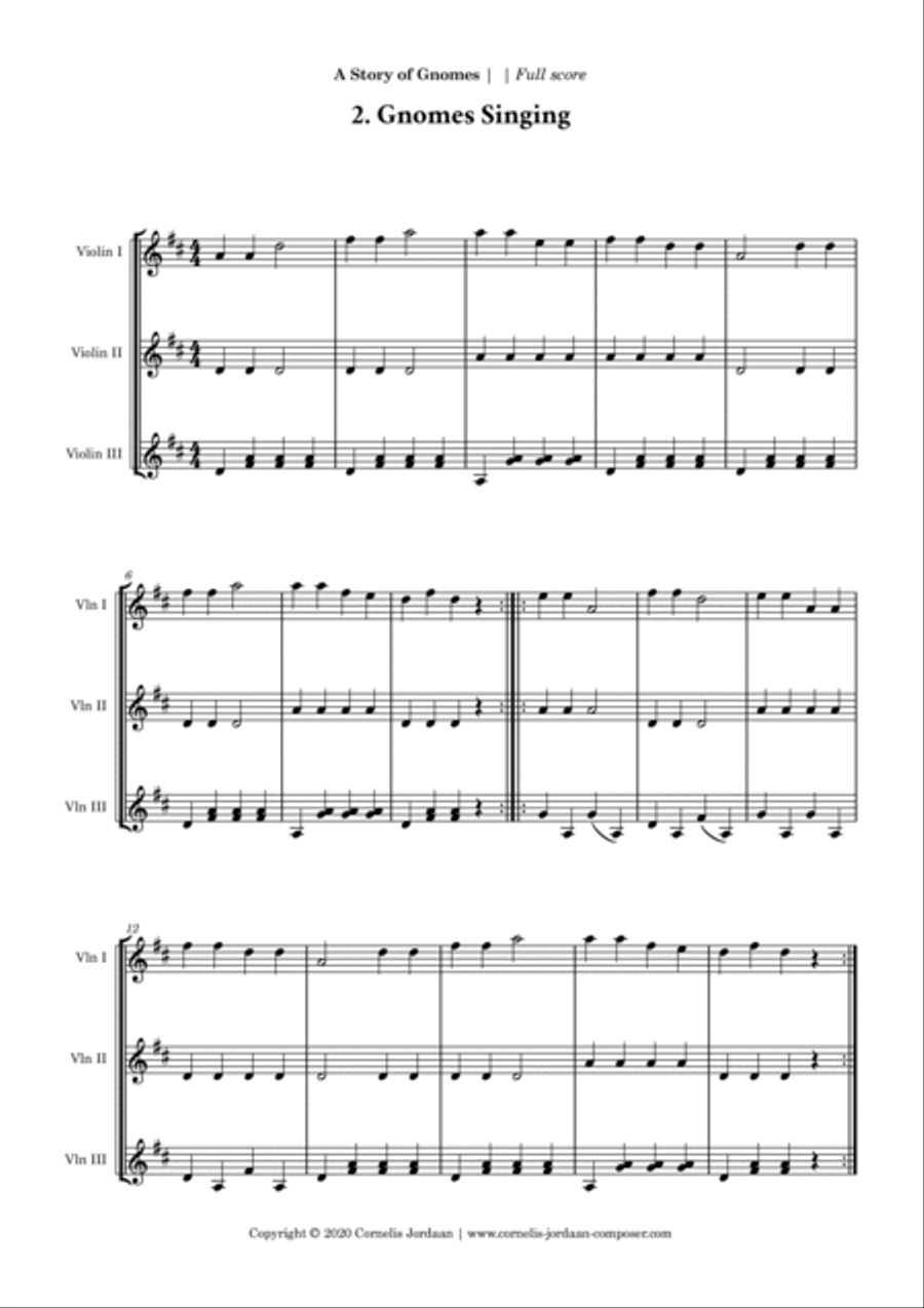 A Story of Gnomes, for beginner violin trio String Trio scores gallery preview page 3