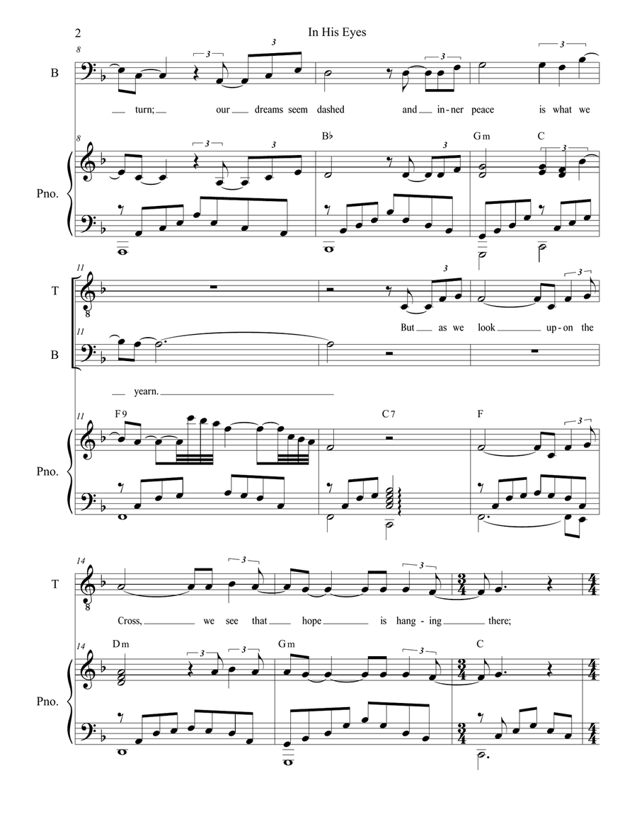 In His Eyes (Duet for Tenor and Bass Solo) Tenor Voice scores gallery preview page 3