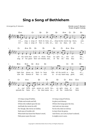 Sing a Song of Bethlehem (Key of E-Flat Minor)