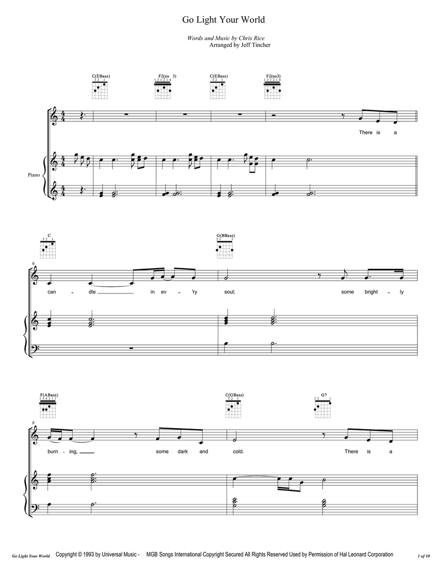 Go Light Your World Piano, Vocal scores gallery preview page 2