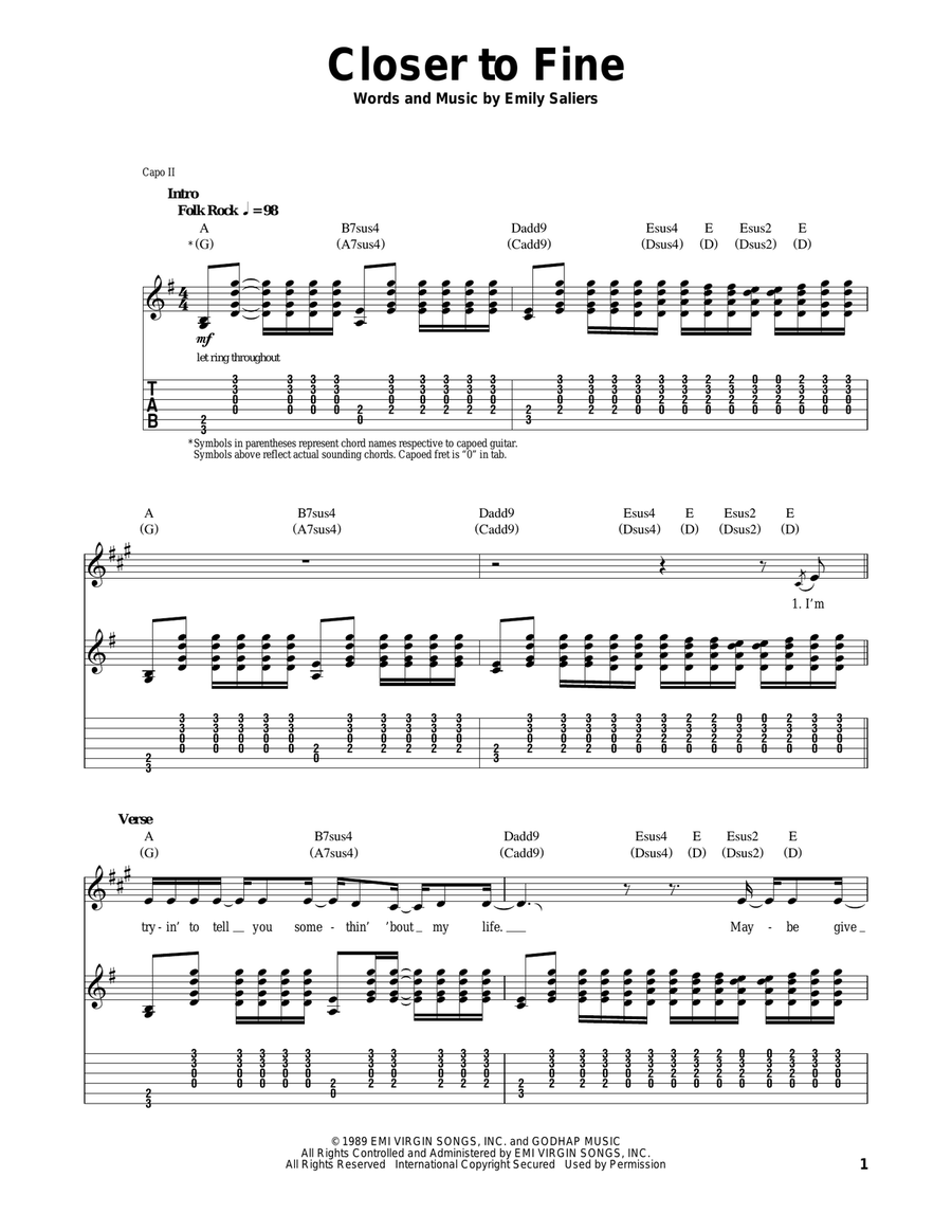 Closer To Fine Acoustic Guitar scores gallery preview page 1