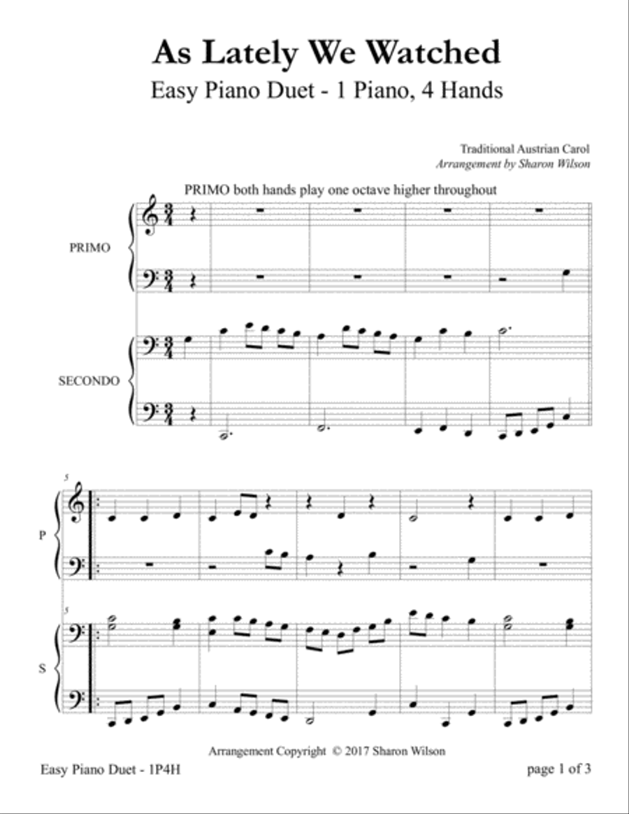 As Lately We Watched (Easy Piano Duet; 1 Piano, 4 Hands) Easy Piano scores gallery preview page 4