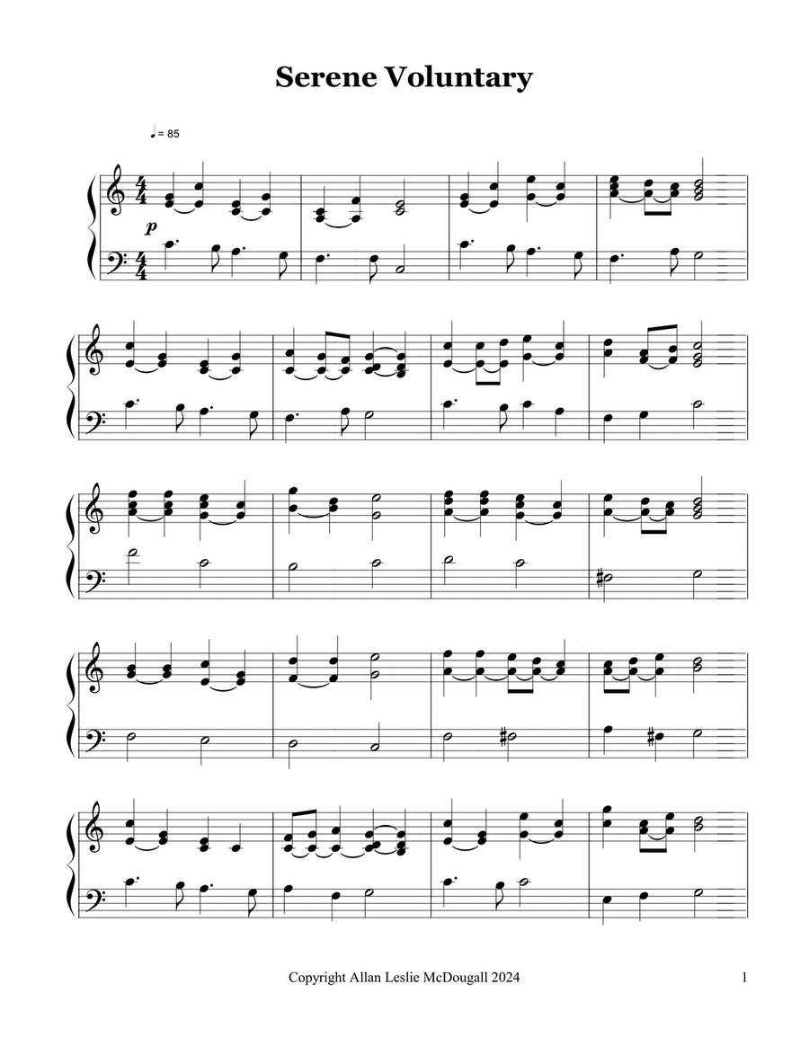 Serene Voluntary A Cappella scores gallery preview page 1