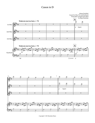 Canon in D (Pachelbel) (D) (Oboe Trio, Keyboard)