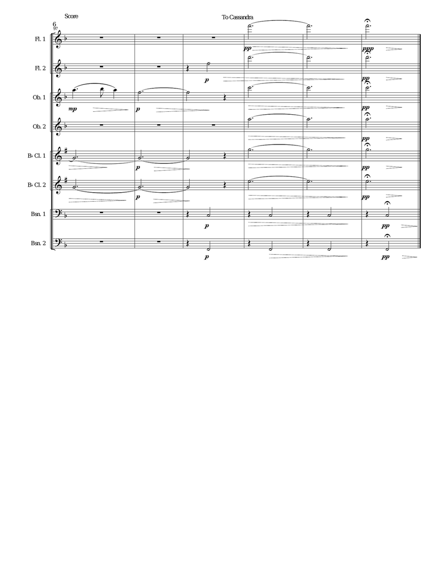 To Cassandra for wind octet Woodwind Ensemble scores gallery preview page 6