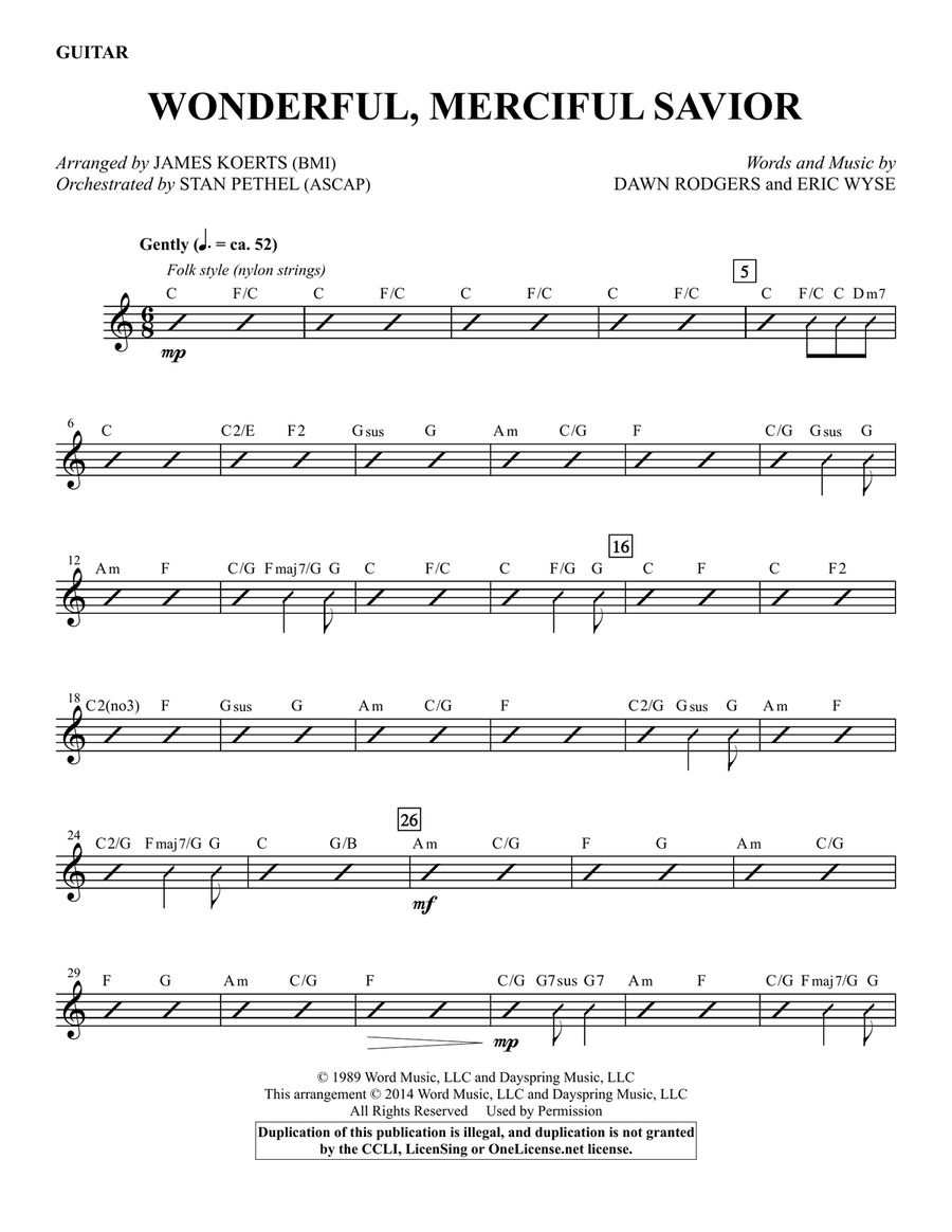 Wonderful, Merciful Savior - Guitar
